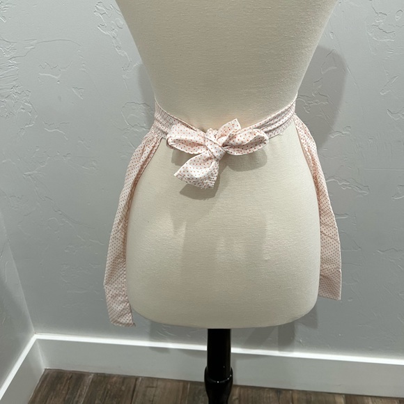 Vintage Swiss Dot Orange Polka Dot Textured Fabric Apron | Farmhouse Apron - Picture 3 of 6